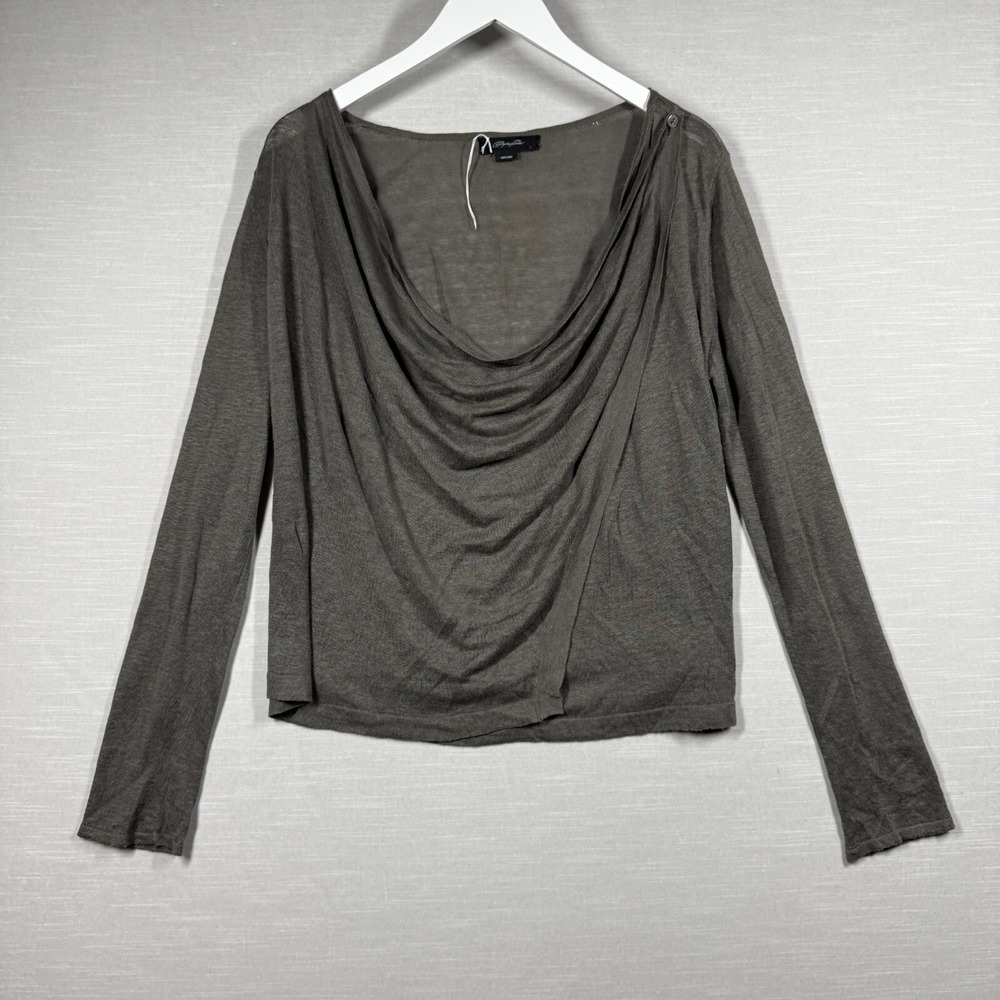 Christopher‎ Fischer Top Womens Medium Gray Drape Wrap Office Classic Chic